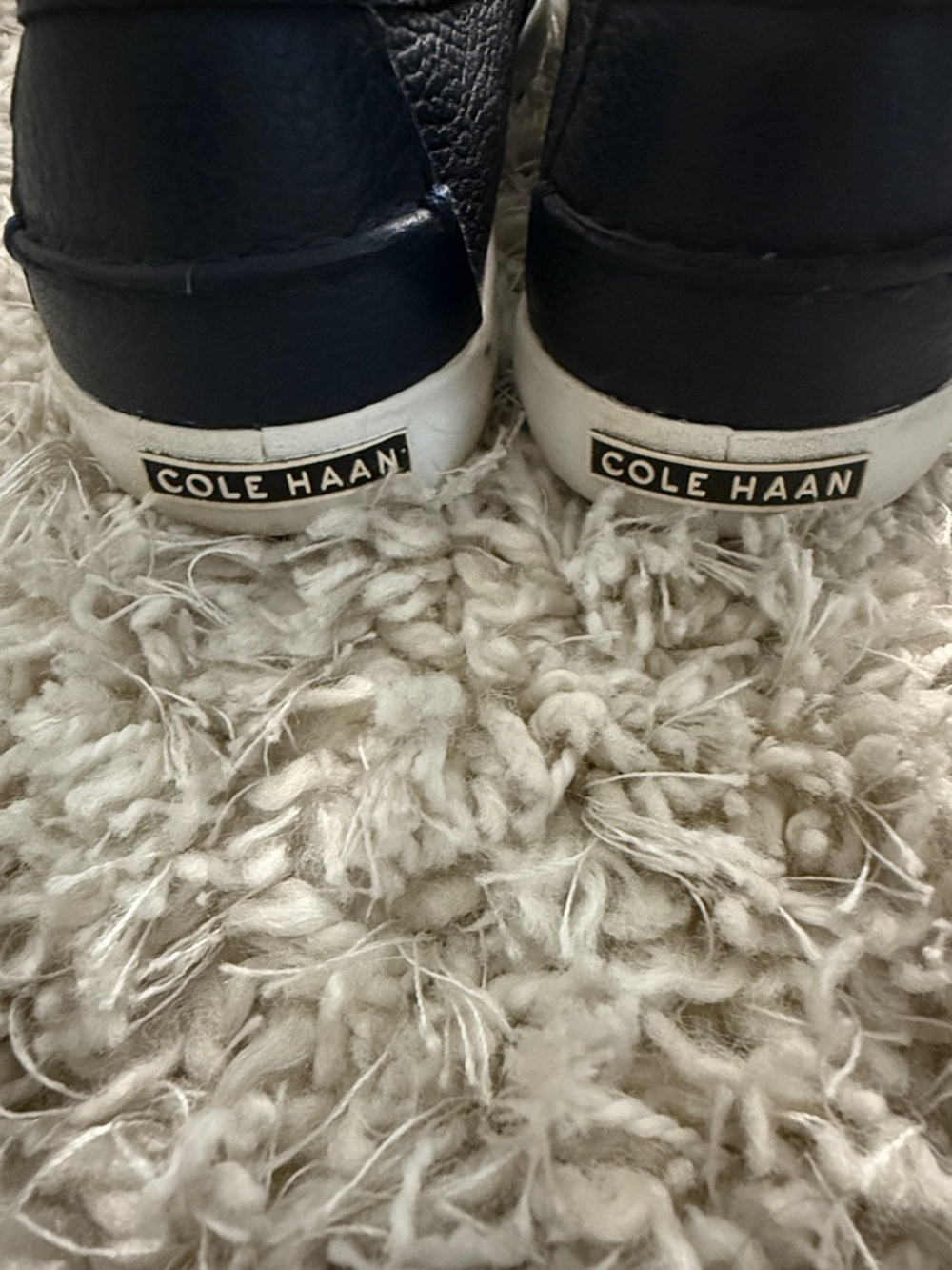 Cole Haan Navy Leather Slip-On Penny Loafers with White Sole - Picture 3 of 4